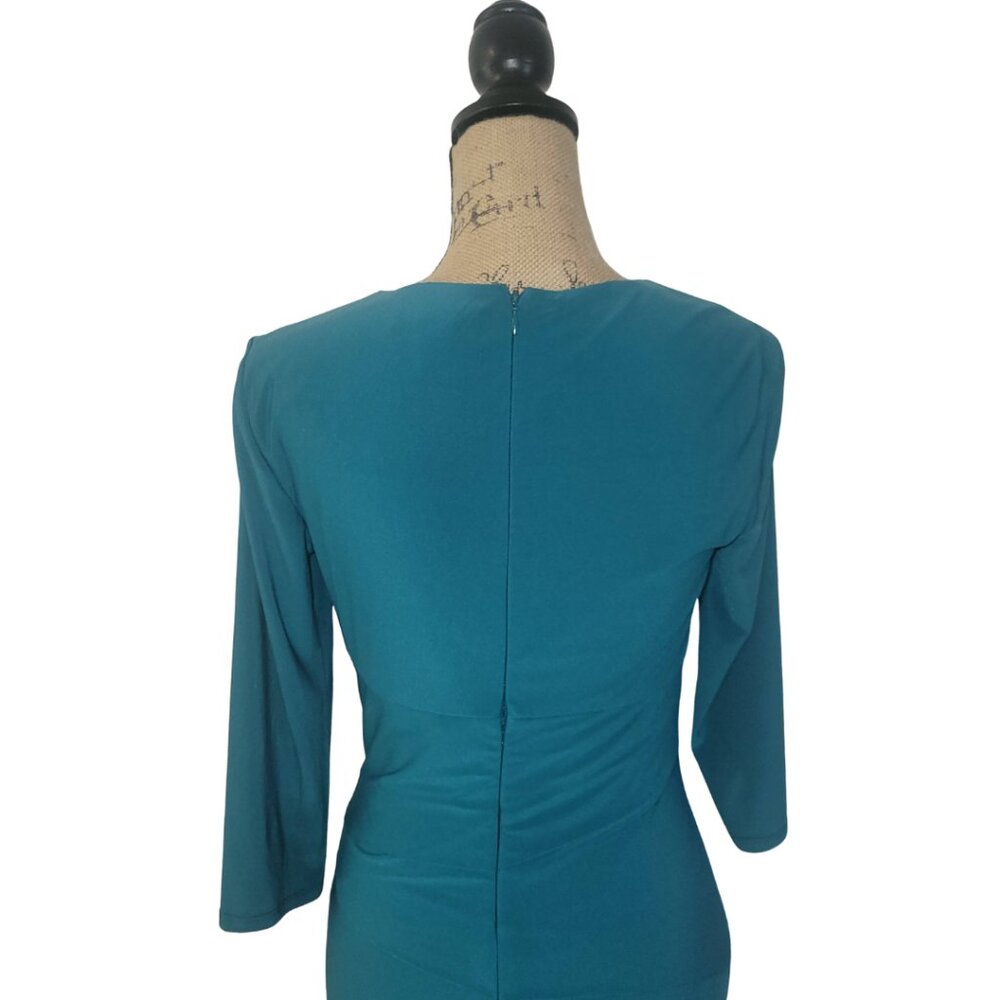 White House Black Market teal tiered jersey sheath dress size 8 - Picture 9 of 9